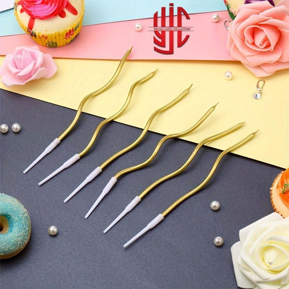 yjc-DCCN-002-1.jpg Curvy Cake Candles Golden 6 Pieces Set - Image 1