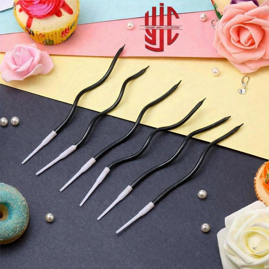 yjc-DCCN-005-1.jpg Curvy Cake Candles Black Color 6 Pieces Set - Image 1