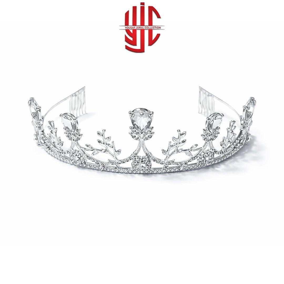 yjc-DCCR-001-1.jpg Plastic Silver Cake Crown With 7 Gems - Image 1