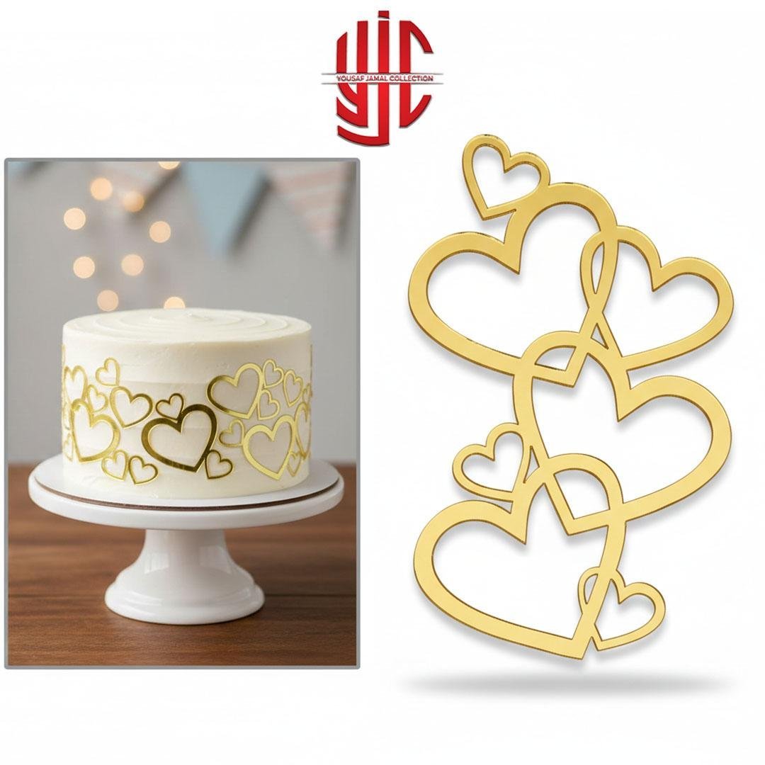 yjc-DCTP-010-1.jpg Acrylic Hearts Cake Tags Sticker 7 Hearts - Image 1