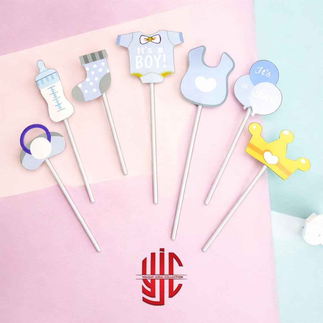yjc-DCTP-011-1.jpg Paper Cake Topper It's a Boy 7 Pieces - Image 1