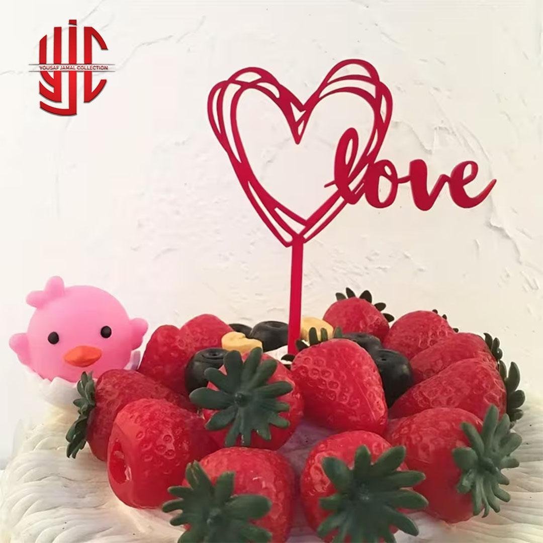 yjc-DCTP-014-1.jpg Plastic Cake Topper Love With Hearts - Image 1