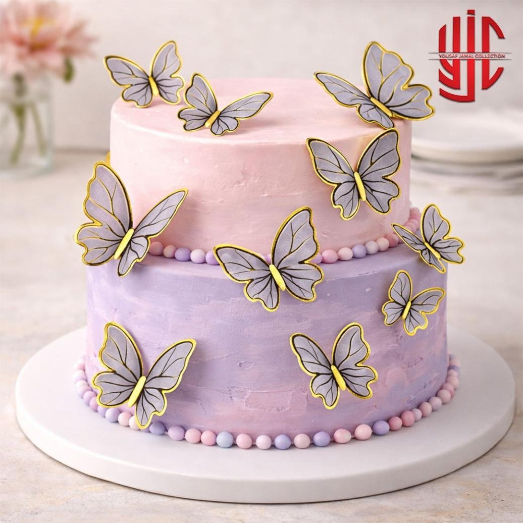 yjc-DCTP-020-1.jpg Butterfly Grey Paper Topper 12 Sticker Sheet - Image 1