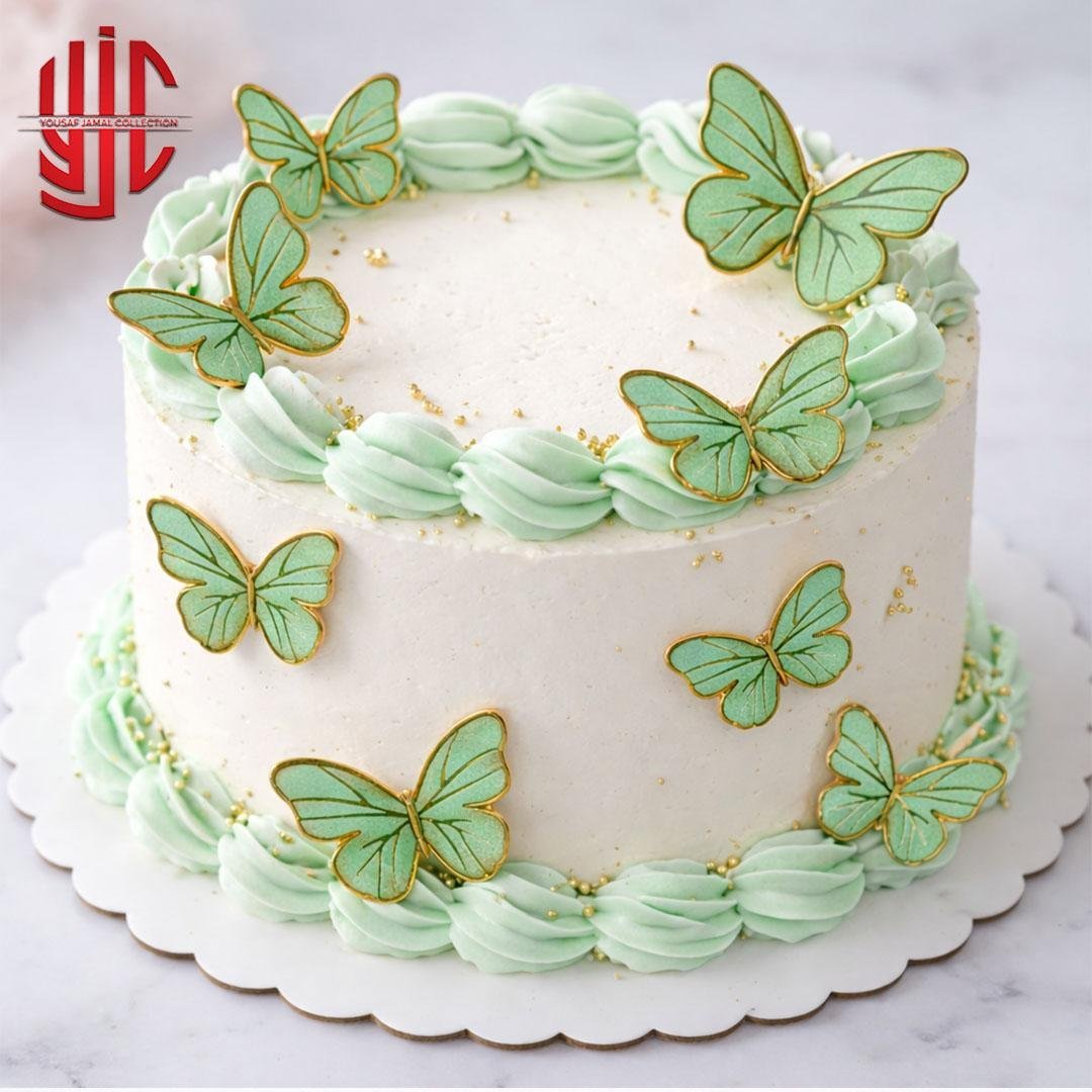 yjc-DCTP-026-1.jpg Butterfly Green Paper Topper 12 Sticker Sheet - Image 1