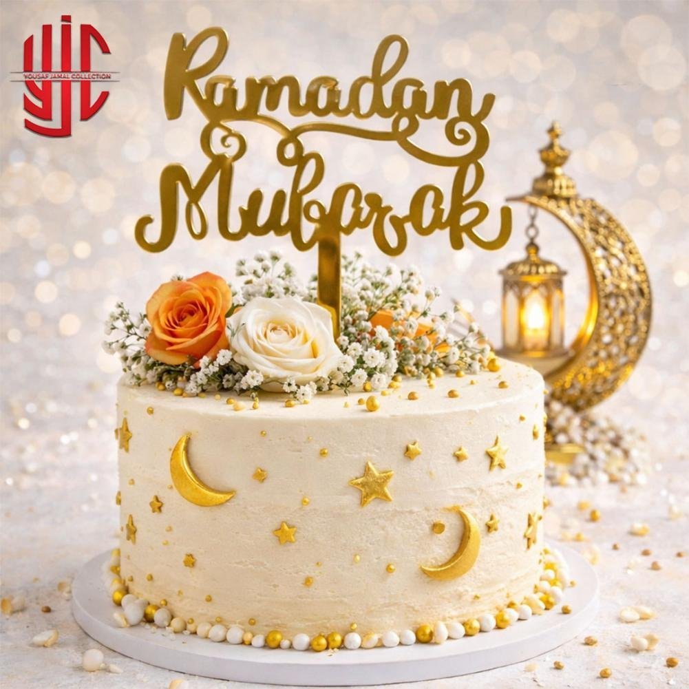 yjc-DCTP-066-1.jpg Ramadan Mubarak Acrylic Cake Topper - Image 1