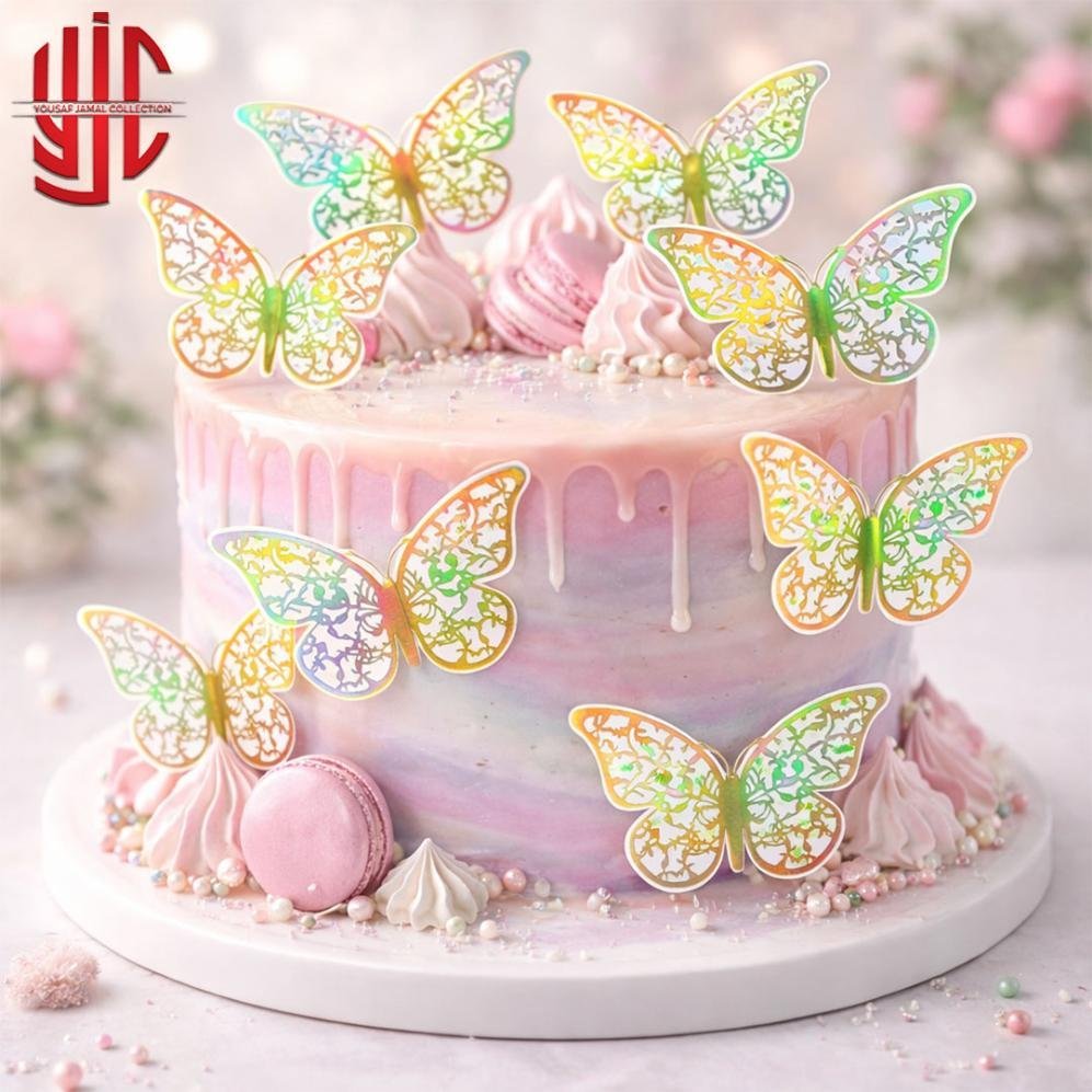 yjc-DCTP-076-1.jpg White Butterfly Cutouts With Gold Textures 12 Pieces Pack - Image 1