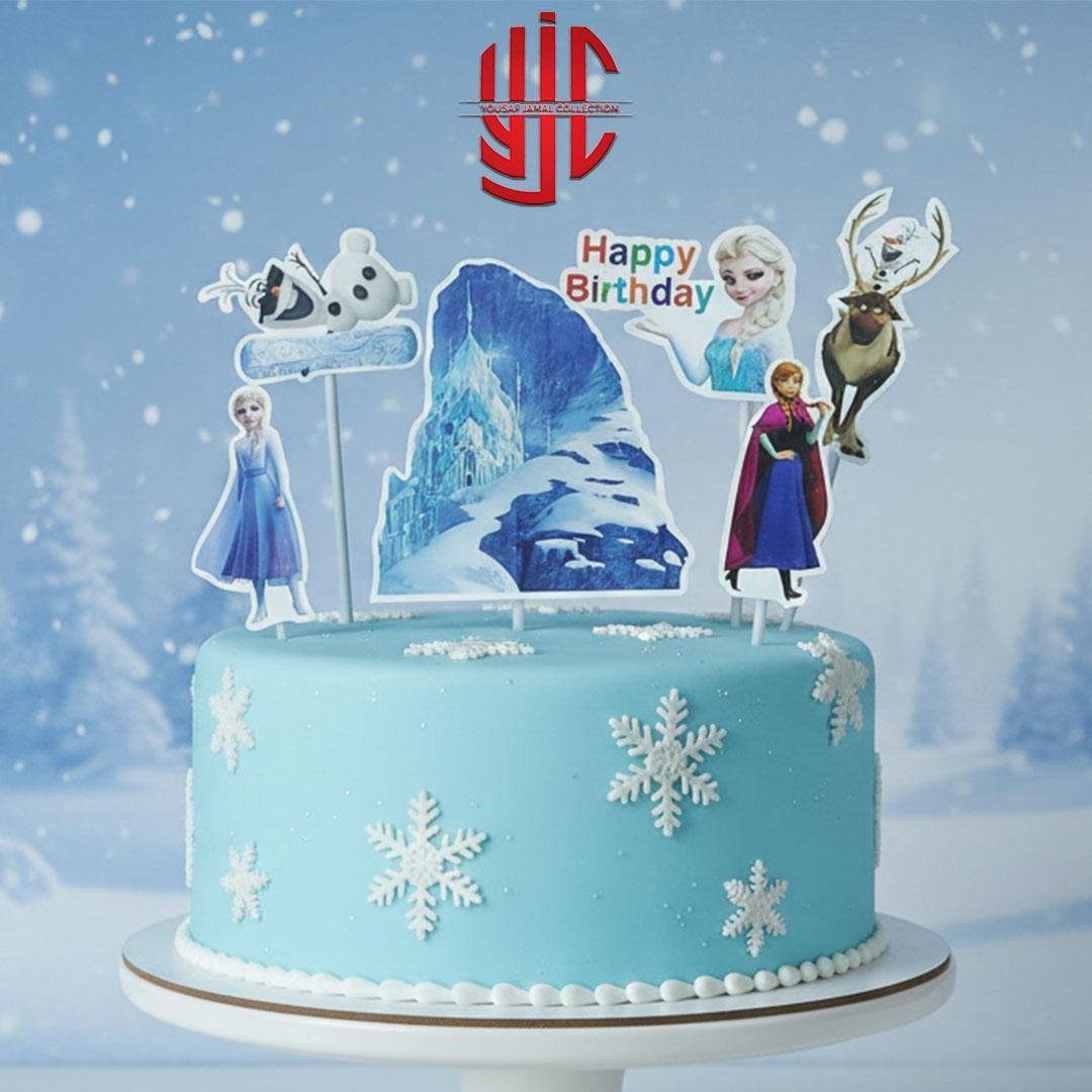 yjc-DCTP-091-1.jpg Frozen Theme Paper Cake Topper 6 Pieces Set - Image 1