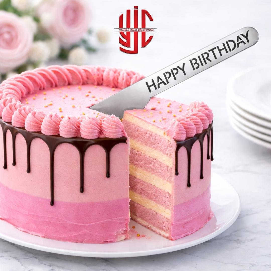 yjc-DCTP-093-1.jpg Acrylic Happy Birthday Silver Knife - Image 1
