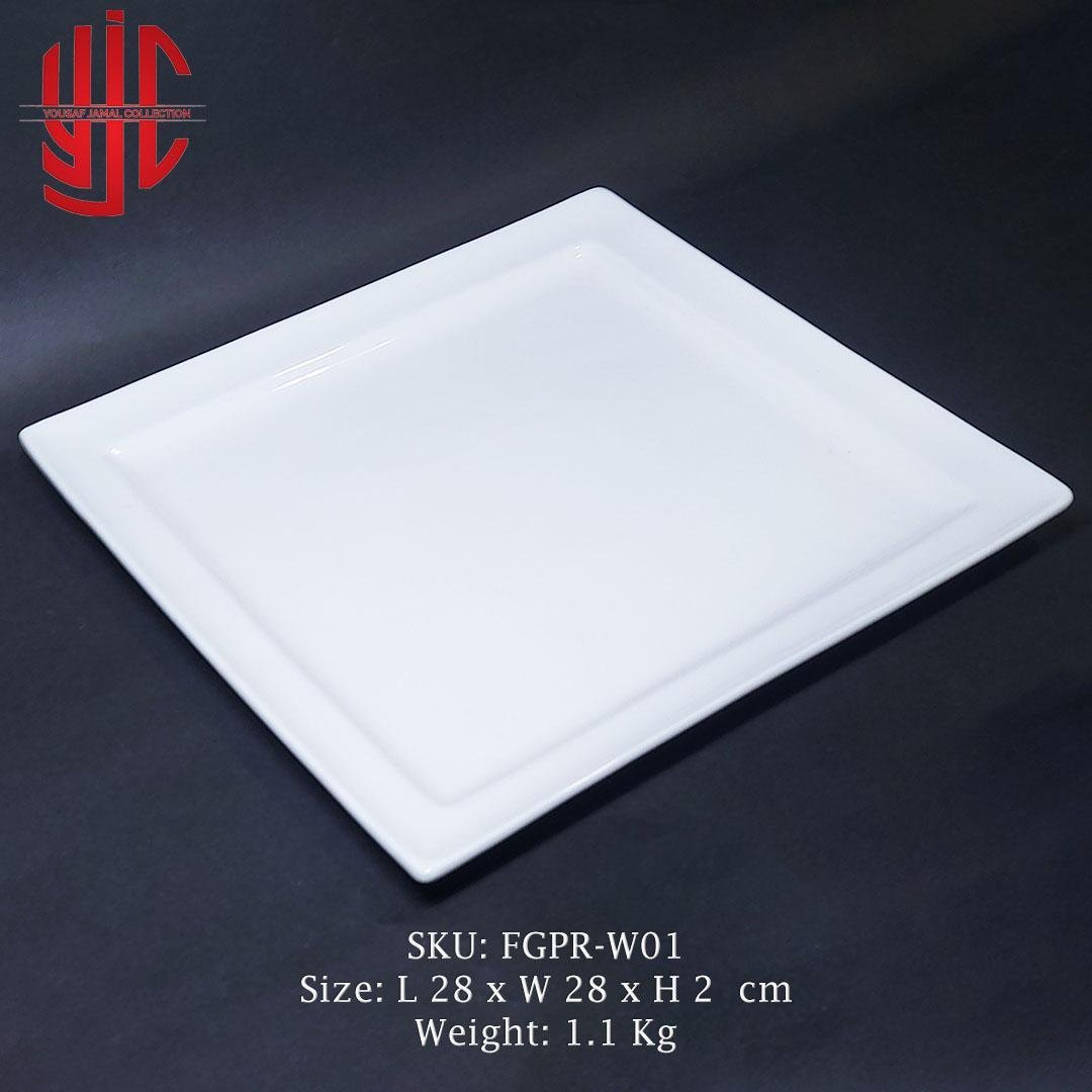 yjc-FGPR-W01-1-1.jpg Imported Porcelain Square Platter White 28cm - Image 1