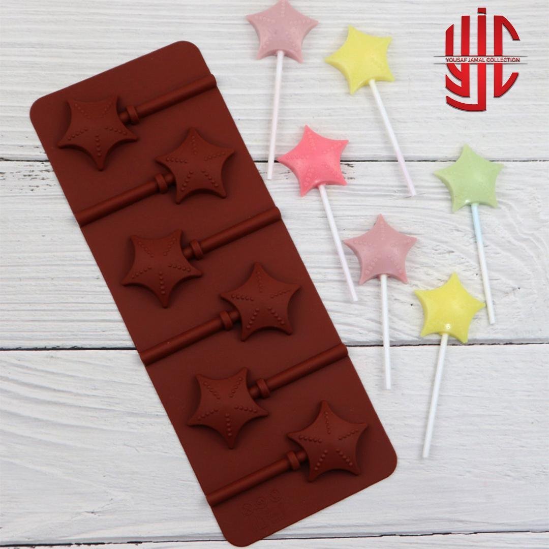 yjc-PLMO-001-1.jpg Silicon Star Lollipop Mold 6 Cavity - Image 1