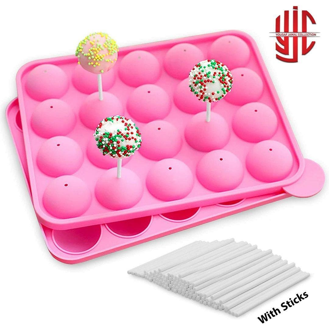 yjc-PLMO-011-2.jpg Silicon Lollipop Mold With Sticks 20 Cavities - Image 1