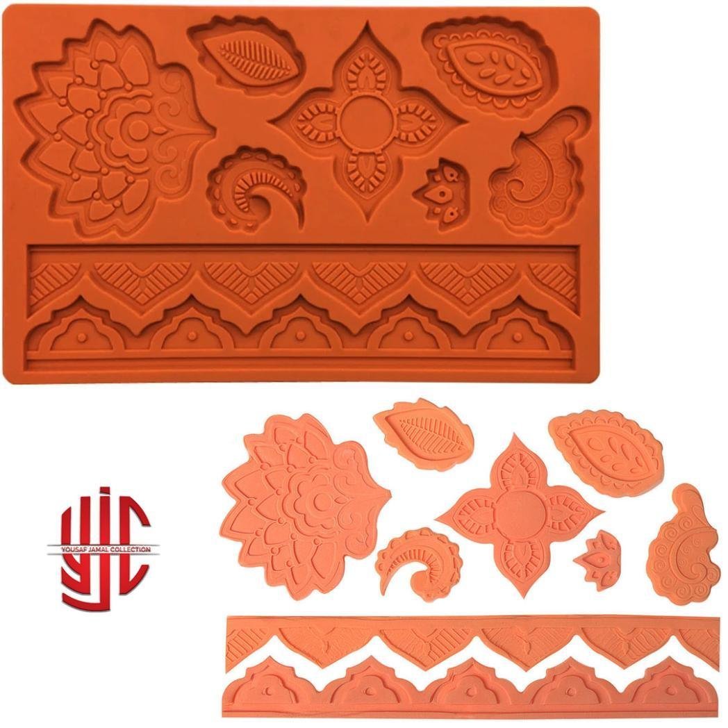 yjc-PLMO-024-1.jpg Silicon Flower Cake Border Fondant Mold Sheet - Image 1