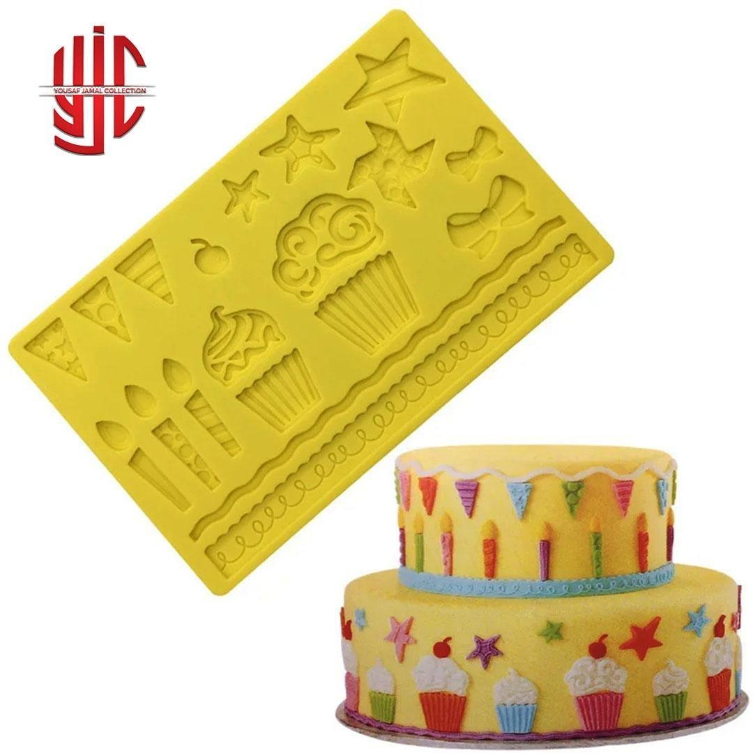 yjc-PLMO-025-1.jpg Silicon Birthday Party Fondant Mold Sheet - Image 1