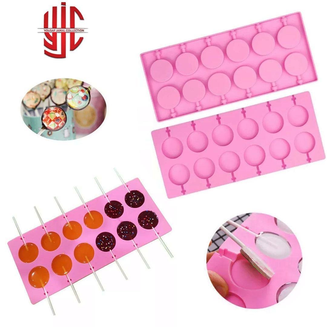 yjc-PLMO-034-1.jpg Silicon Round Lollipop Chocolate Paste Mold 12 Cavities - Image 1