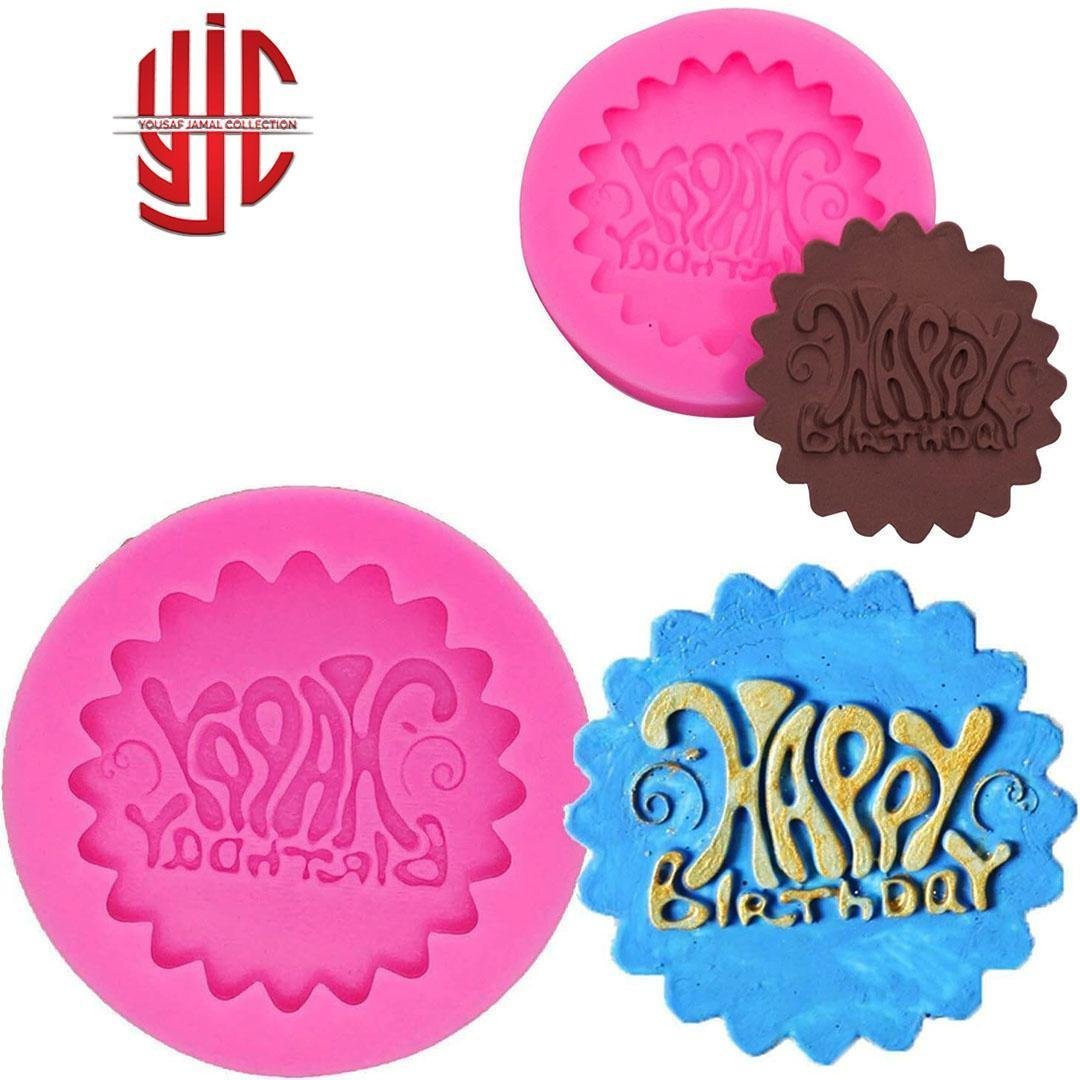 yjc-PLMO-048-1.jpg Silicon Happy Birthday Cupcake Topper Chocolate Paste Mold - Image 1