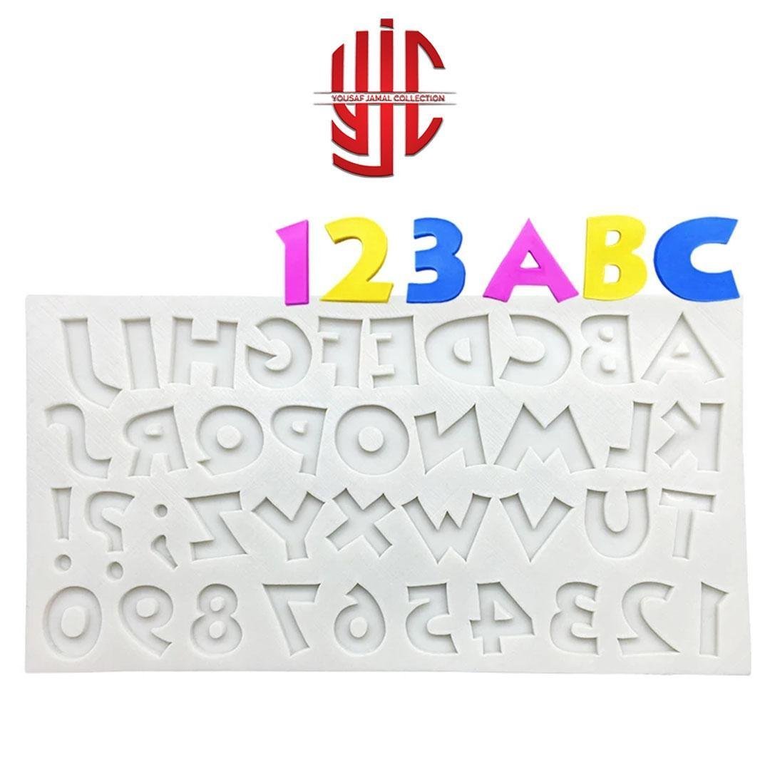 yjc-PLMO-067-1.jpg Silicon Funky Capital Alphabets & Numbers Chocolate Paste Mold - Image 1