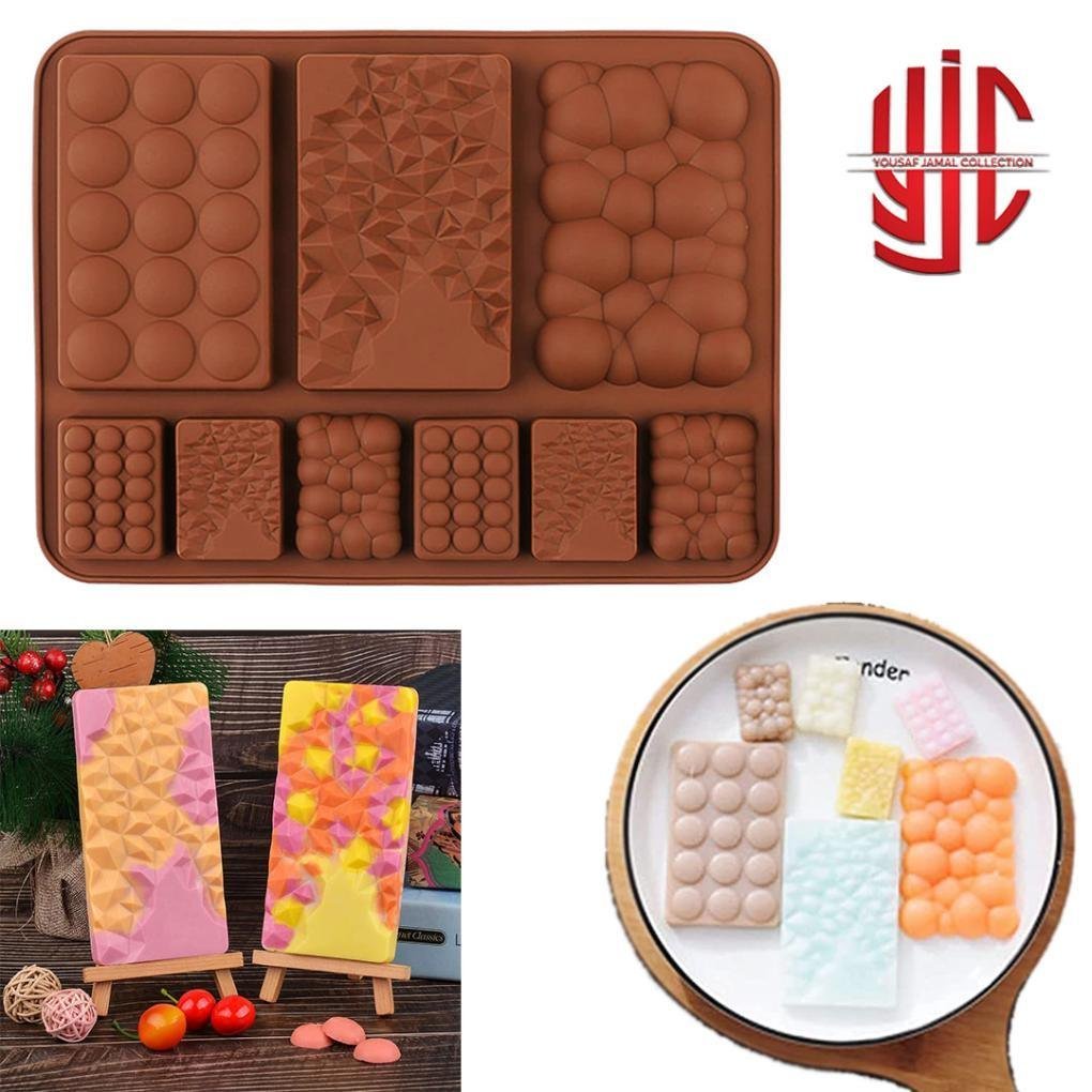yjc-PLMO-096-1.jpg Silicon Bubbly Bar Chocolate Mold 9 Cavities - Image 1