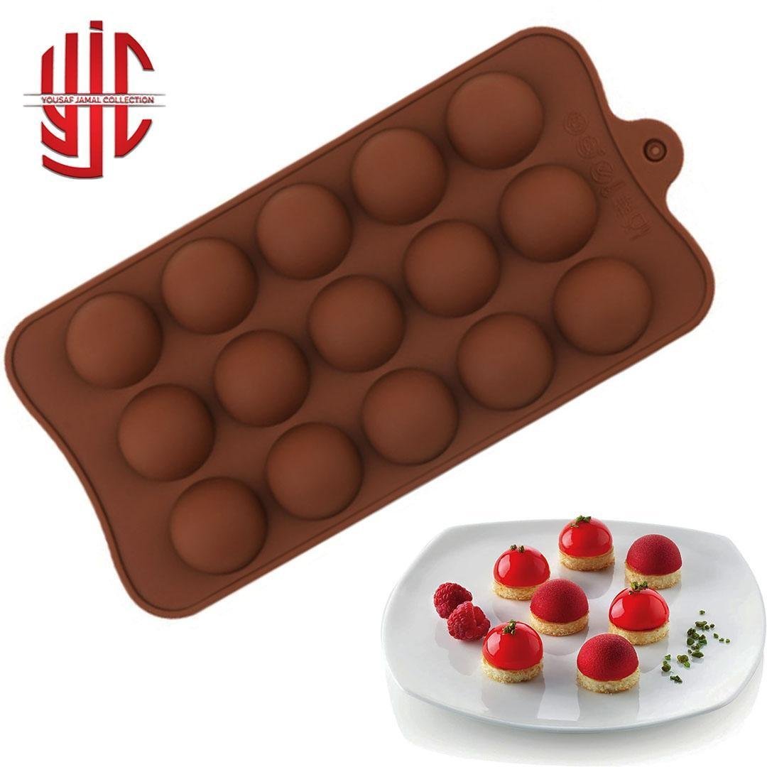 yjc-PLMO-101-1.jpg Silicon Semi Sphere Chocolate Mold 15 Cavities - Image 1