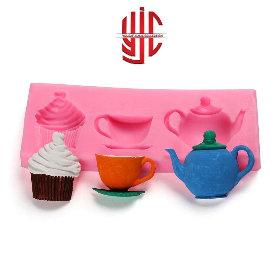 yjc-PLMO-112-1.jpg Silicon Tea Kettle Cup Cake Paste Mold 3 Cavities - Image 1