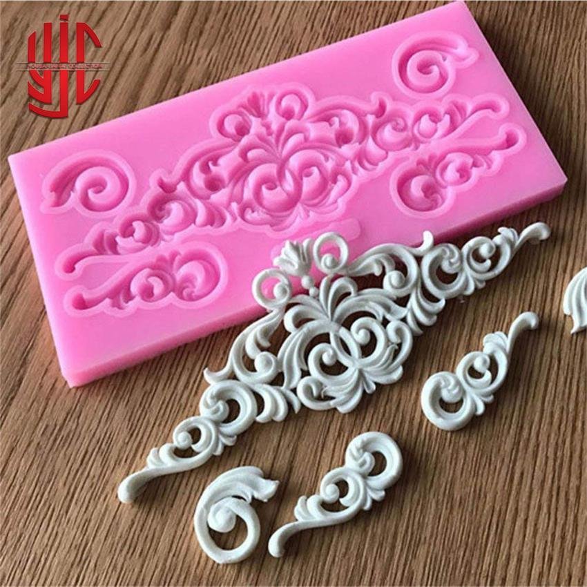 yjc-PLMO-169-1.jpg Baroque Scroll Borders Fondant Mold 5 Cavity - Image 1