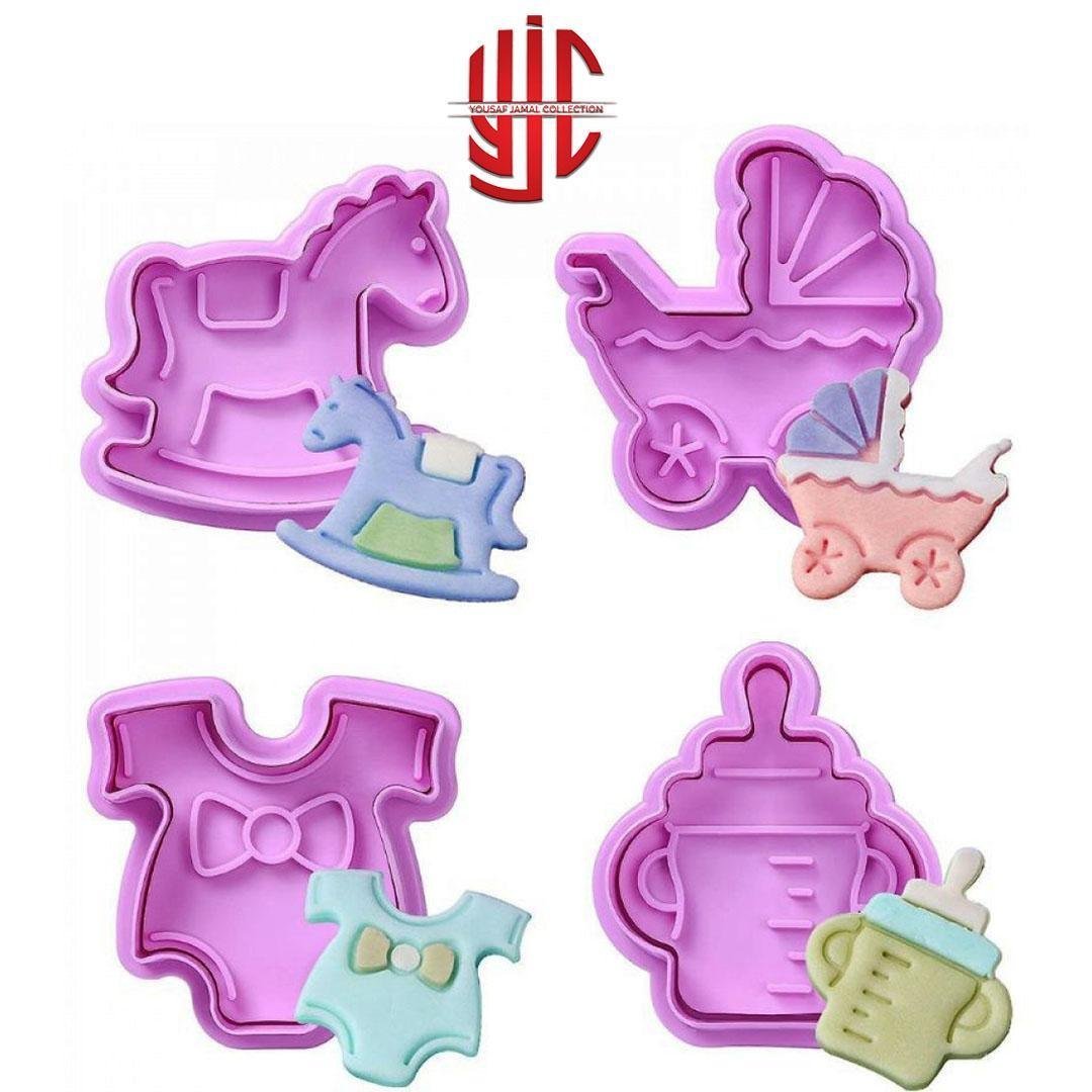yjc-PLPG-007-1.jpg Plastic Baby Suit Plungers 4 Pieces Set Fondant Cutter - Image 1