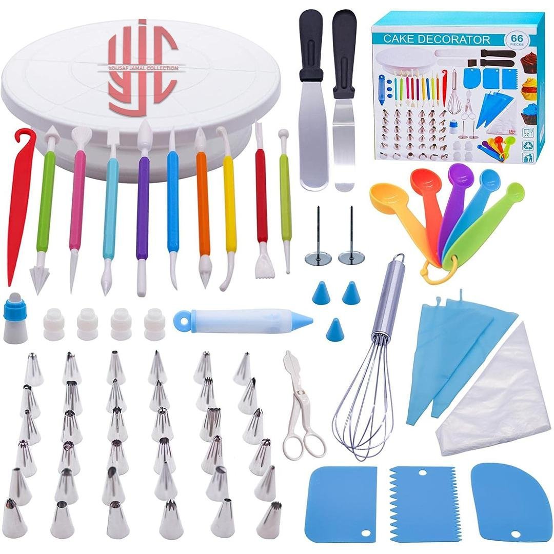 yjc-PLTL-008-1.jpg 66 Pieces Cake Decoration Kit with Cake Turn Table - Image 1