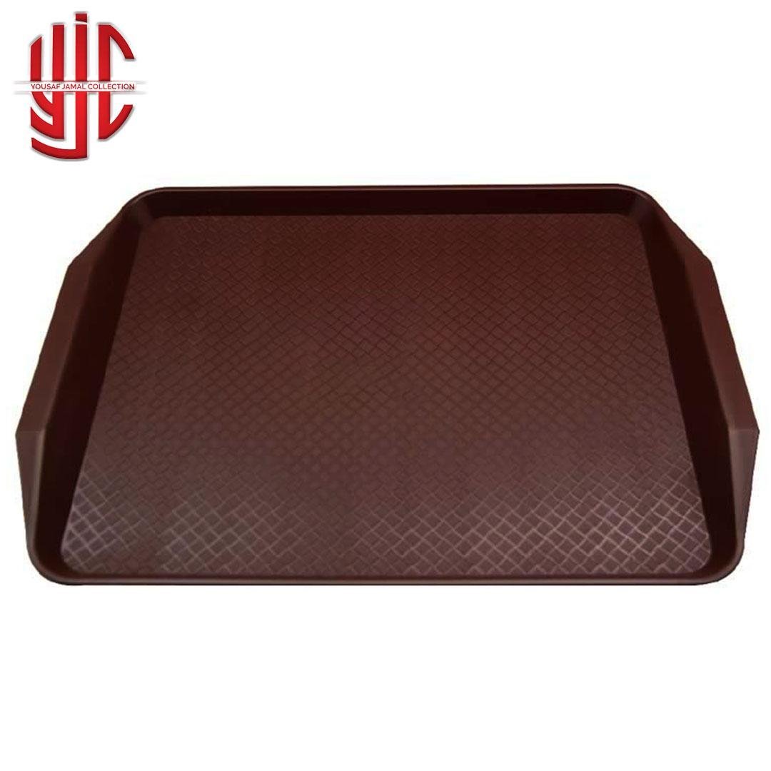 yjc-PLTR-003-1.jpg Plastic Serving Tray Double Side Handle Chocolate Color - Image 1