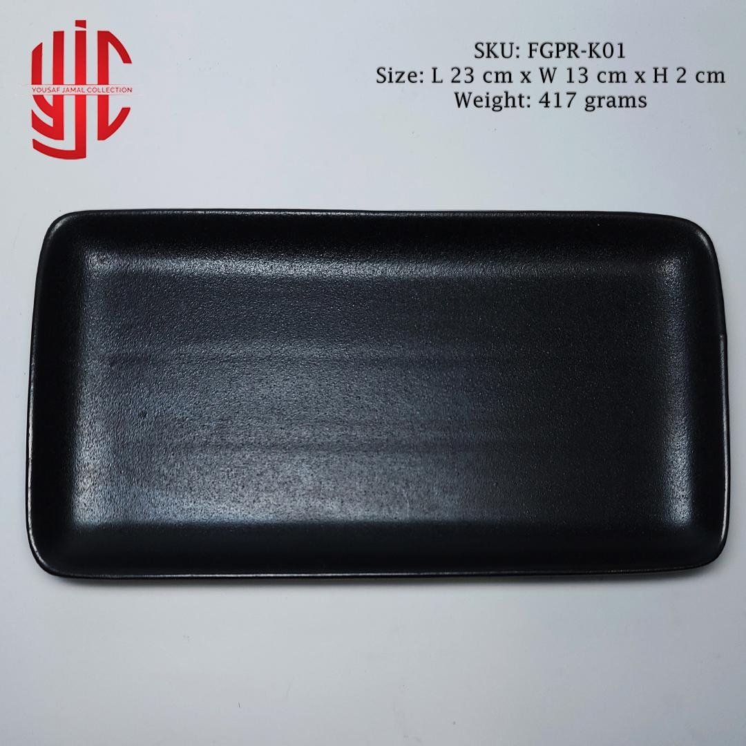 yjc-fgpr-k01-1.jpg Imported Porcelain Black Platter Dotted Texture - Image 1