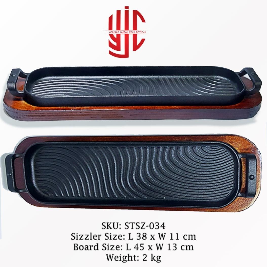yjc-stsz-034-1-1.jpg Imported Sizzler Dish Long Rectangle Cast Iron 38cm - Image 1
